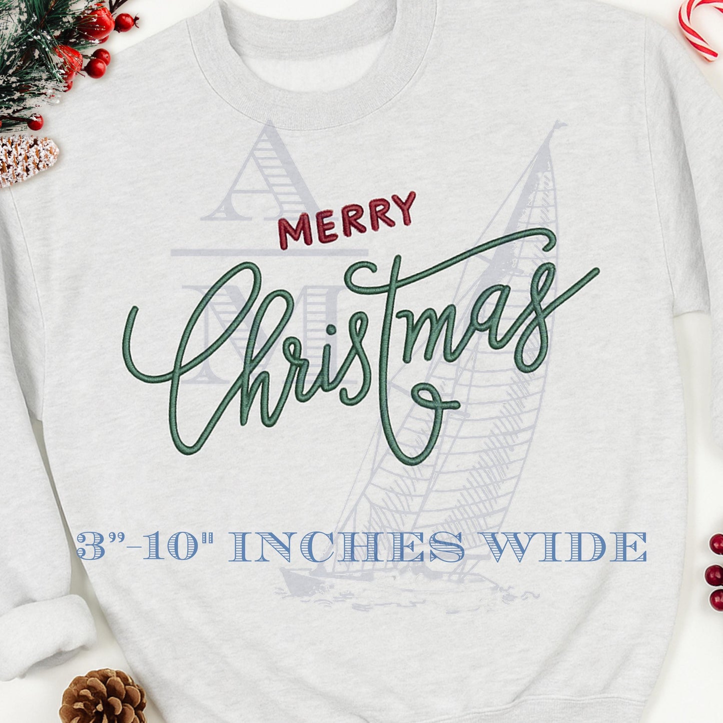 Merry Christmas Embroidery Design, 8 Sizes, Great for Sweatshirts, Digital Download for the Holidays, Words