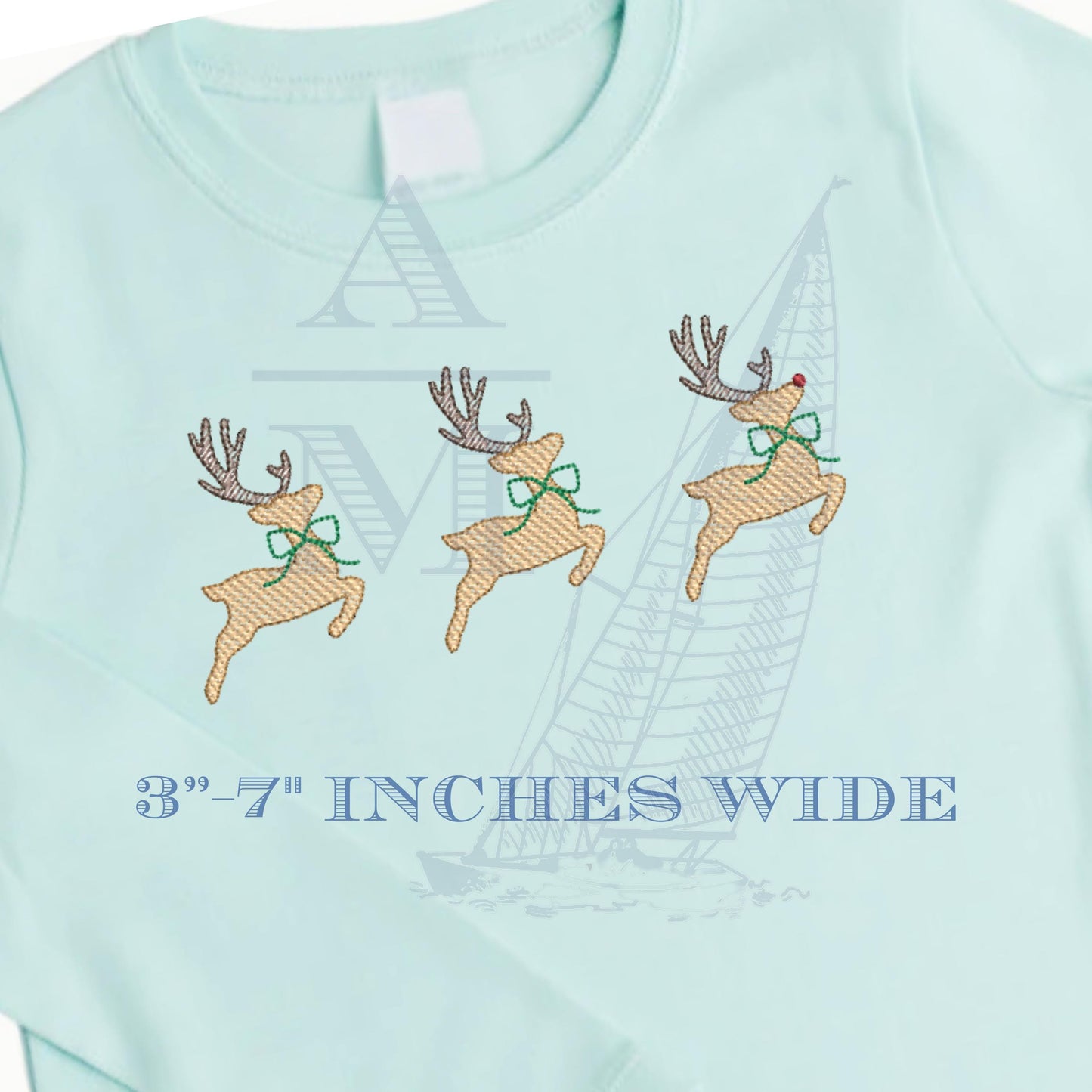 Reindeer Rudolph Embroidery Design Trio, Machine Embroidery Digital Files, Holiday Embroidery, Xmas Projects, 5 Sizes for Christmas Crafts