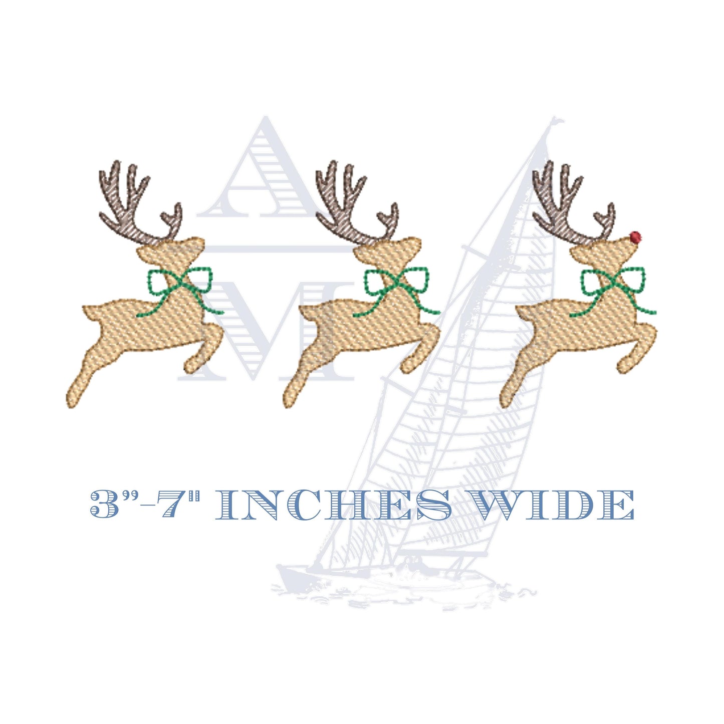 Reindeer Rudolph Embroidery Design Trio, Machine Embroidery Digital Files, Holiday Embroidery, Xmas Projects, 5 Sizes for Christmas Crafts