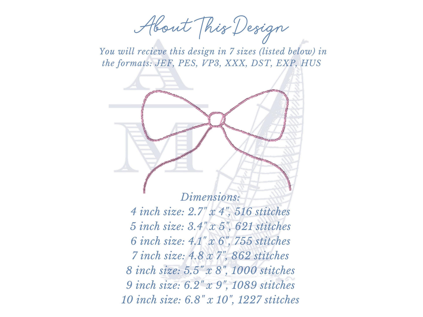 Chenille Yarn Bow Applique Embroidery Design, Digital File, 7 Sizes for Sweatshirts, Hats, Bags, Crafts, Trendy Decorative Bow