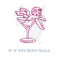 Retro Cupid with Martini Glass Valentines Day Embroidery Design, Great for Cocktail Napkins, Galentines Day, 4 Sizes